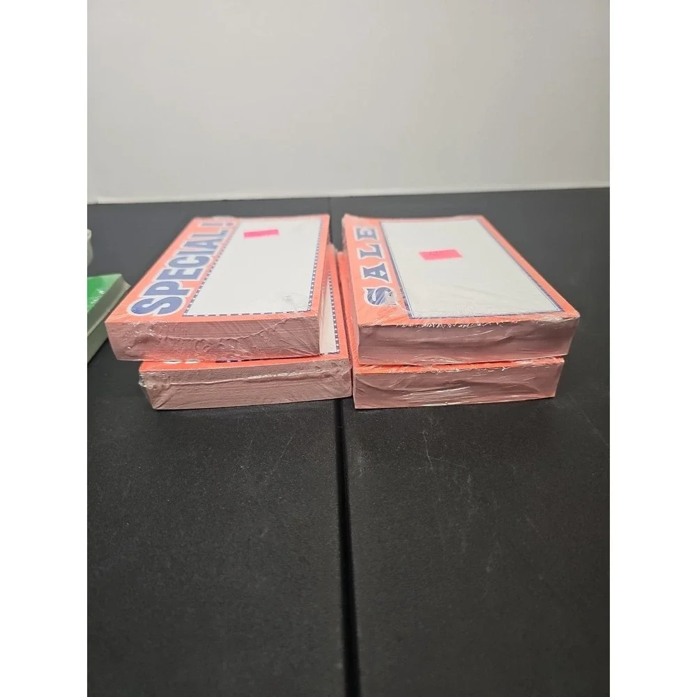 4 Sets of 100 Florescent Orange Retail Tags Each 3.5 x 5.5
